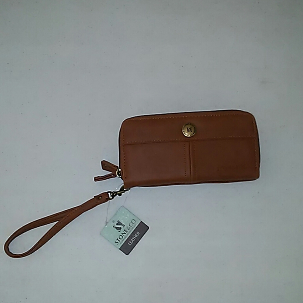 Kohls Stone & Co. Tan Wristlet Wallet nubuck